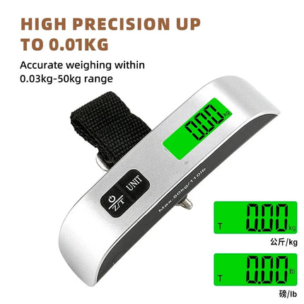 Electronic Hanging Suitcase Travel Weigh Scale | Portable Digital LCD Luggage Scale 110lb 50kg for Baggage Bag Balance 1pc