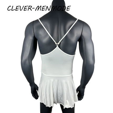 Sexy Suspender Open Back Nightdresses Slip Dress Pajamas Mini Sexy Short Dresses Crossdresser Erotic Costume Homewear