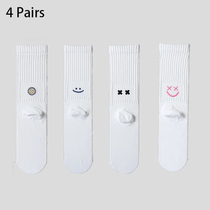 4 Pairs Men's Cotton Work Socks Cushioned Long Running Breathable Ankle Crew Socks  Casual Socks for Men Cycling socks