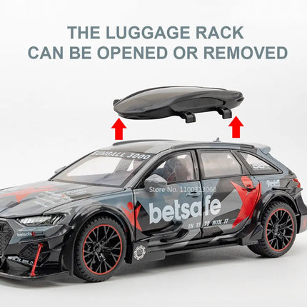 1/24 Audi RS6 Modified Vehicles Car Model Toys Alloy Diecast  With Pull Back Light & Sound Model Cars Boys Gifts For Children