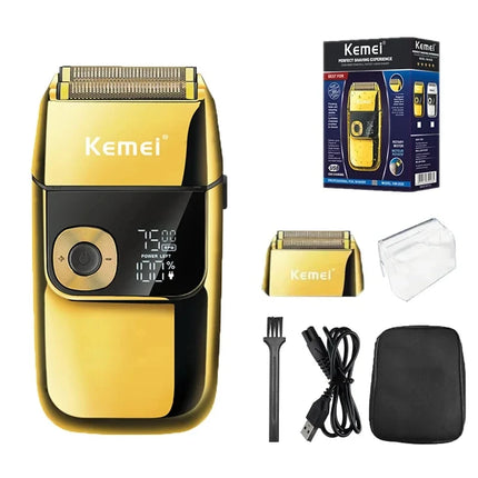 Kemei KM-2028 Men's Electric Metal Shaver LED Display Adjustable Speed USB Electric Shaver Hair Shavers
