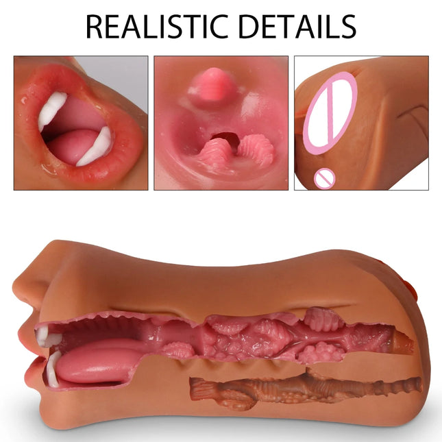 Realistic Vagina Pussy Pocket Male Masturbation Cup Sex Toys 3 In 1 Oral Deep Throat Anus Sexual Pleasure Sexy Toy For Men
