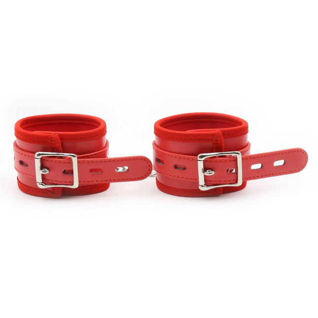 PU Leather Soft Hand Cuffs Ankle Wristcuff Restraint Lockable Buckle Bondage Lockable Shackle Sex Toy for Men Women Adult Toys