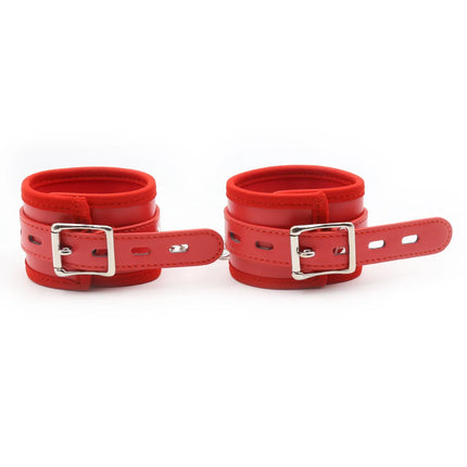 PU Leather Soft Hand Cuffs Ankle Wristcuff Restraint Lockable Buckle Bondage Lockable Shackle Sex Toy for Men Women Adult Toys
