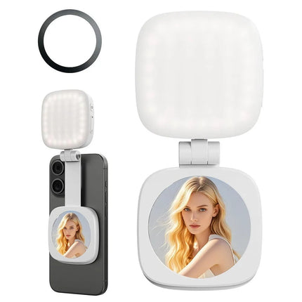 Magnetic Selfie Light Compatible with MagSafe for iPhone Rechargeable LED Fill Light with Mirror 5 Color Temps Foldable  Light
