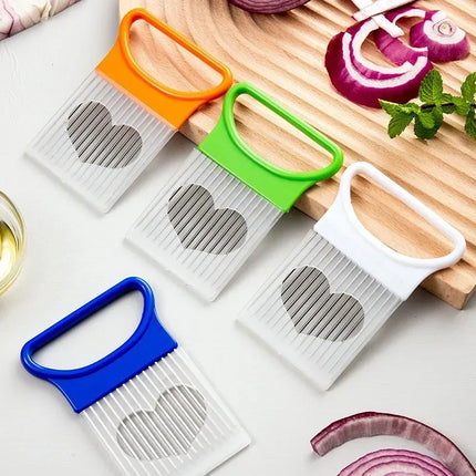 1/2/3/4pcs Effortlessly Slice Onions with this 1pc Colorful Onion Slicer Kitchen stainless steel potato chip onion holder