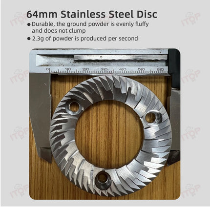 64mm Commercial Coffee Grinder Stainless Steel Flat Burr Quickly Detachable Burr& Powder Channel Quantitative Setting