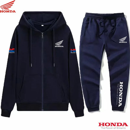Honda men's autumn and winter new hoodie paired with loose sports pants set, casual sports style, suitable for fitness wear