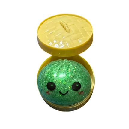 Glitter Dumpling Squishy with Box Dumplings Sensory Steamer Soft TPR Dough Ball for Decompression Fidget Toy Stress Relief Gift