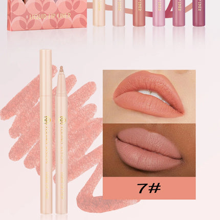 YOUNG VISION matte 6-color liquid lipliner set sponge gourd head fog face nude lipstick pen