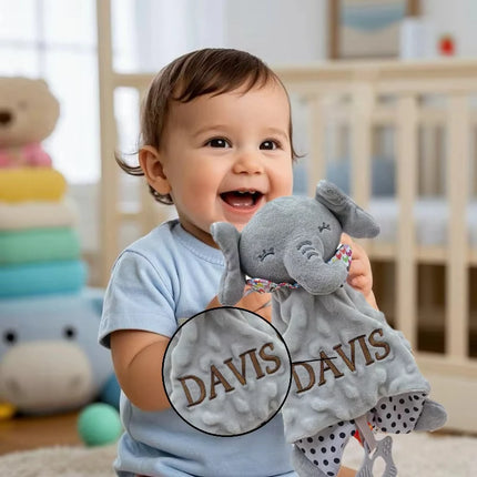 Personalized Baby Name Blanket Comforter Muslin Newborn Sleeping Doll Kid Sleep Toy Soothe Appease Towel Bib Saliva Towel Cotton