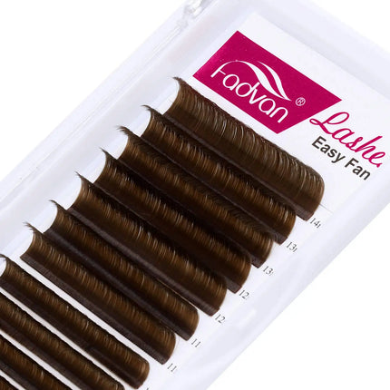 Fadvan Colored Eyelashes Extension Easy Fanning Red Green Blue Brown Purple Colorful Auto Blooming Makeup Lashes 15-20mm Long