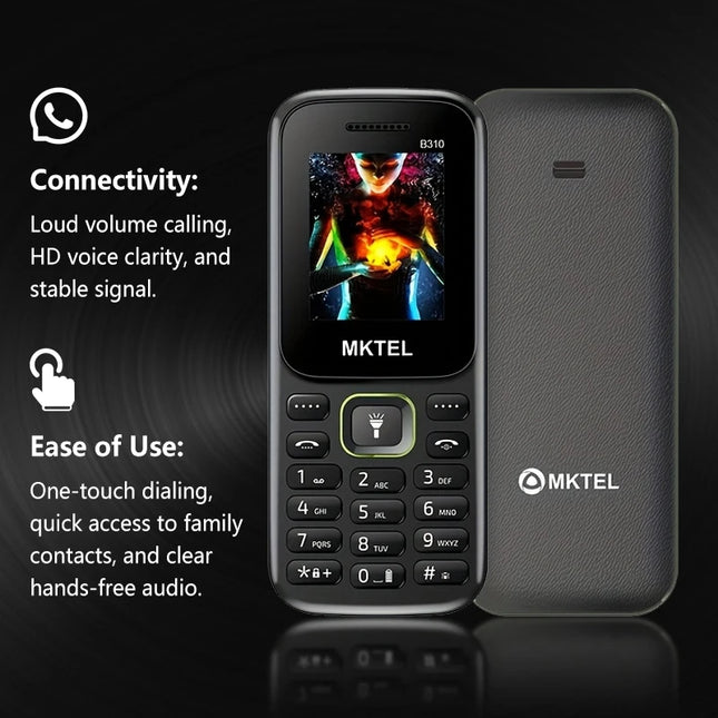 B310 1.77 Inch Dual SIM Feature Phone SC6531E Bluetooth FM Radio MP3 Torch 800mAh Battery Unlocked Basic Mobile Phone