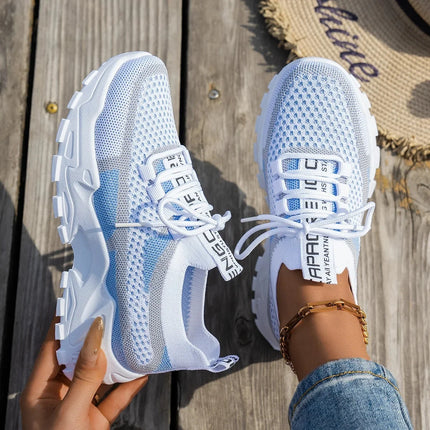 Women's Slip-On Breathable Fly Knit Mesh Shoes Thin Summer Casual Sneakers Low Heel Rubber Outsole Comfortable All Seasons