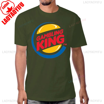 Funny Gambling King T-Shirt Vegas Roulette Slot Poker Gambling Casual Fashion Streetwear Men's Cotton Short Sleeve T Shirt