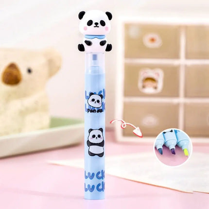 3 in 1 Cute Panda Highlighter Pen Creative Colorful Marker Pen Multifunction 3 Layer Splicing Diy Color Ledger Pen School Office