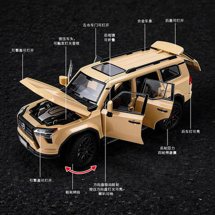 1:24 GX550 Off-Road Vehicle Sound and Light Model Ornament Toy Gift Diecast Alloy Car Model Collectible