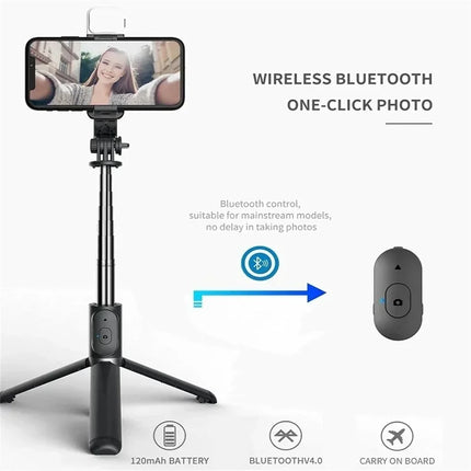 Wireless Bluetooth Selfie Stick Tripod With Fill Light Remote Shutter Extendable 360° For iPhone Samsung Xiaomi Vlog Live Holder