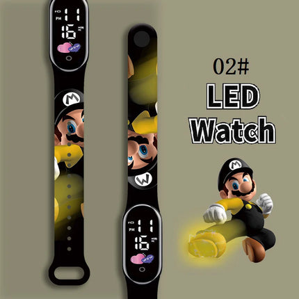 Mario Kids LED Watch Waterproof Touch Digital Bracelet Sports Wristwatch Anime Cartoon Children's Watch For Birthday Gift