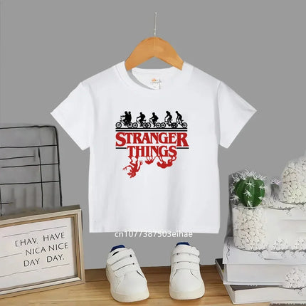 Trendsetting Stranger Things Prints for Summer Cheap Yet Chic O-neck Tees for Boys and Girls Soft Fashionable for Kids