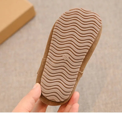 Children Flat Shoes Suede for Winter Kids Moccasins Non-slip Soft Sole 2024 Brand New Boys Girls Leather Shoes Warm Retro Trendy