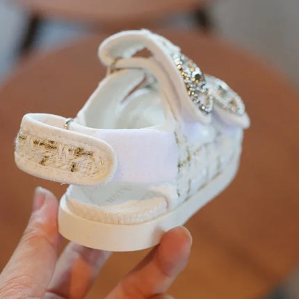2025 Korean Style Sweet Style Sandals Summer Solid Color Girls Baby Sandals Open Toe Small PU Slipper Shoes Size 21-35