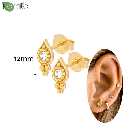 925 Silver Needle Fashion Heart Gold Color Stud Earrings for Women Exquisite Zircon Small Earrings Luxury Ear Piercing Jewelry