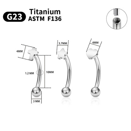G23 Titanium ASTM-F136 Eyebrow Piercings Body Jewelry nternal thread Earring For Women