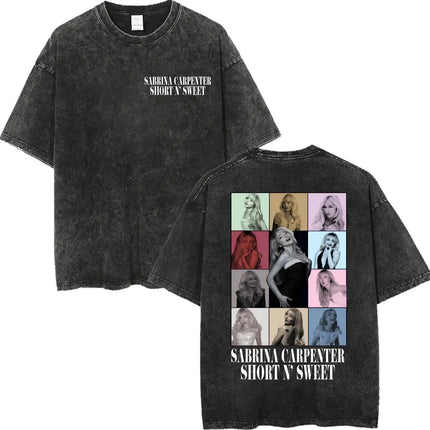 Retro Washed Sabrina Carpenter Merch T-shirt Y2k Fashion Aesthetic Short Sleeved Summer Men's Women's Casual Oversized T-shirt