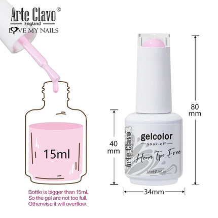 Arte Clavo TPO FREE HEMA FREE Gel Nail Polish UV Multi Use Semi Permanent Soak Off Autumn Winter Nail Art Hybrid Varnish 15ml