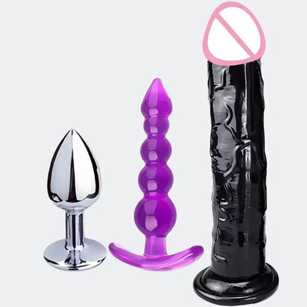 3pcs Anal Black Dildos Male Butt Plug Prostate Massager Stimulator for Women Vagina Big Penis with Suction Cup Adult Sex Toys