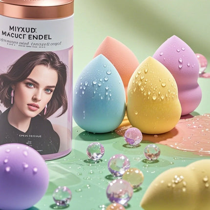 8Pcs Hydrophilic Makeup Sponge Set - Assorted Shapes & Powder Foundation | Non-Latex Flawless Application Professional Kit