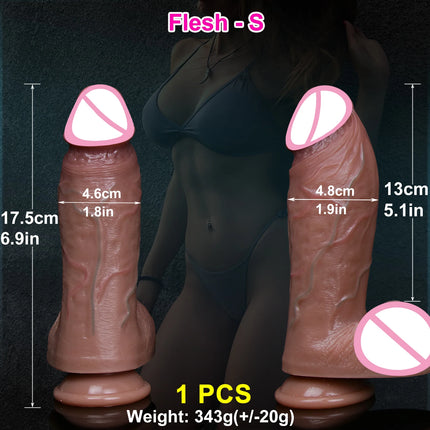 Realistic Flesh Skin Soft Thick Big Dildo Double Silicone Small Penis Woman Man Anal Sex Toy Suction Cup Dick Masturbators Cock