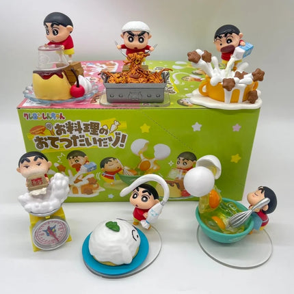RE-MENT Crayon Shin-Chan Helps With Cooking Series Blind Box A Complete Set Of Miniature Scene Figures Trendy Toys Desktop Gifts
