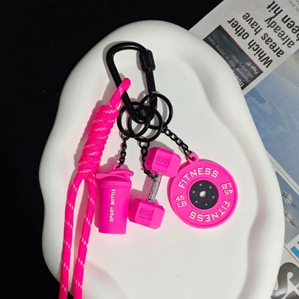 Dopamine Fitness Series Pendant D-shaped Buckle Detachable Barbell Plates Key Chain Bag Charm Creative Large Dumbbells Keyring