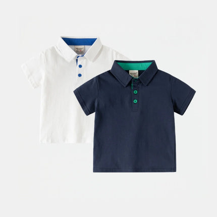 2026 Boys Short Sleeve Polo Shirt 100% Cotton Summer 2-6Y Kids Solid Color Soft and Breathable T-shirt for Children Clothes