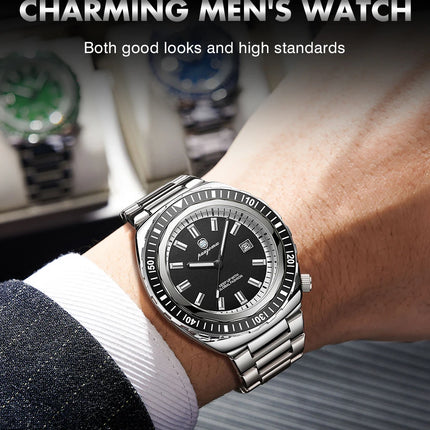 PAAZOMU Luxury Business Men Watch Date Week Waterproof Luminous Man Wristwatch Sport Stainless Steel Quartz Men's Watches Reloj