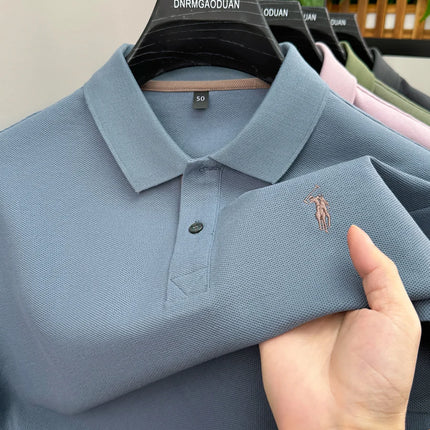 100% pure cotton men's short sleeved polo shirt hot selling summer fashionable horse logo embroidery classic Paul casual T-shirt