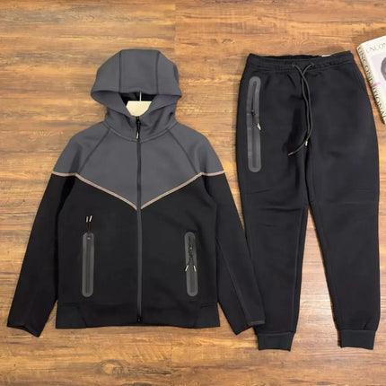 Men Knit Zip Hoodie Pants Set Sports - Windproof Cotton Casual / Ensemble Homme Hoodie Zip Pantalon - Coupe-Vent Coton