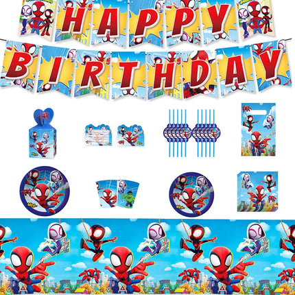 Spidey And His Amazing Friends Happy Birthday Party Decorations SpiderMan Theme Balloons Supplies Tablecloth Tableware Kids Gift
