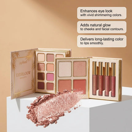 Book Style Makeup Palette Gilded Makeup Set Comprehensive Kit  Eyeshadow Blush Lipstick All in One Foldable Makeup Palette