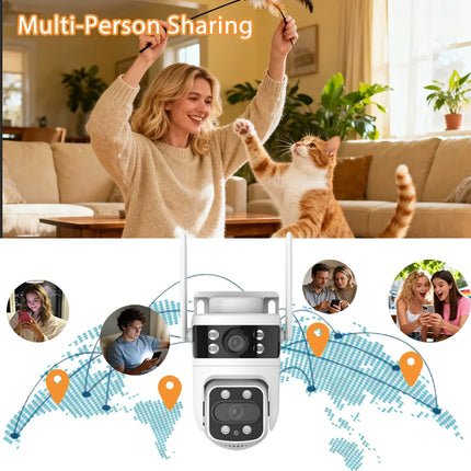 Boykeep Smart Home Security Camera,  Dual-lens Dual Screen1080P HD, Motion Detection, 3 Night Vision Modes,  Smart Home Assista