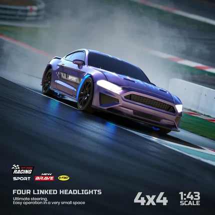 1/43 RC Car 4x4 2.4G Remote Control Racing Drift Vehicle 15km/h High Speed Off-road RTR with 7 Color LED Lights Toys Kids Gift