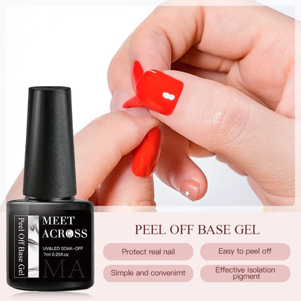 7ml MEET ACROSS Peel Off Base Gel Clear Primer UV Gel Nail Polish Base Gel Semi Permanent Air Dry Gel For Protect Care Art Glue