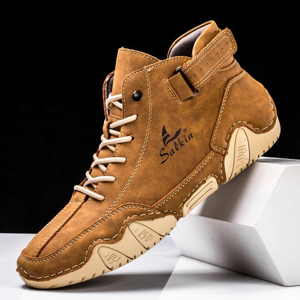 New Handmade Men Boots Design Sneakers Man Outdoor Casual Leather Men Sneakers Ankle Boots Trekking Fall Breathable Hot Sale