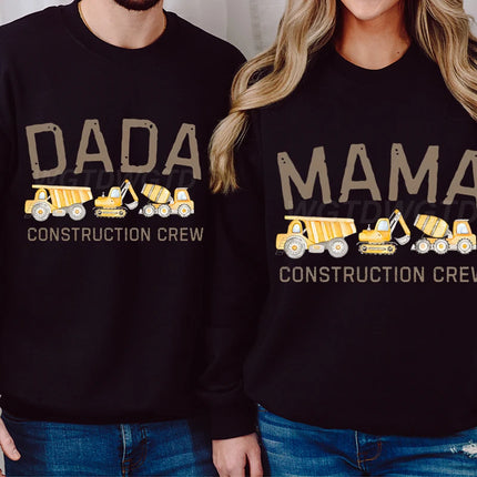 Dad/Mom Construction Crew Graphic Sweatshirts Women Men Fashion Casual Pullover Papa Mama Cartoon Excavator Y2K Sudadera