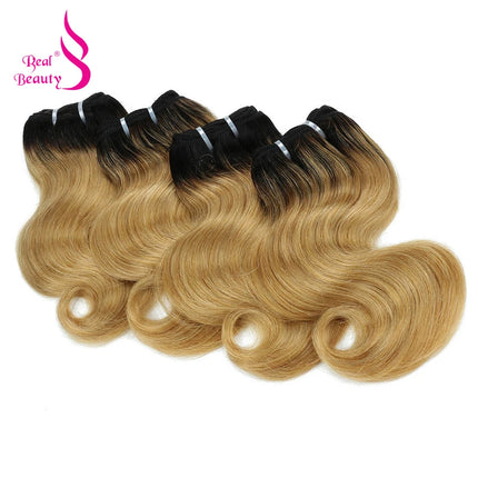 Ombre Body Wave Human Hair Bundles 8 Inch Remy Human Hair Extensions 50g 4pcs Bob Black Root Grey Pink Grey Blue Purple Hair