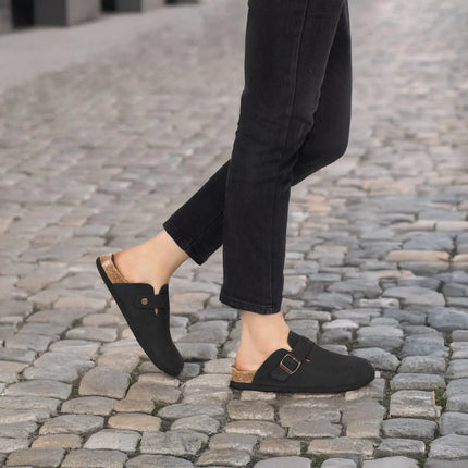 Kidmi Summer Clogs for Women Men Suede Clogs Adjustable Buckle Slip-on Cork Footbed Mules Clogs Antislip Sole Slippers Unisex