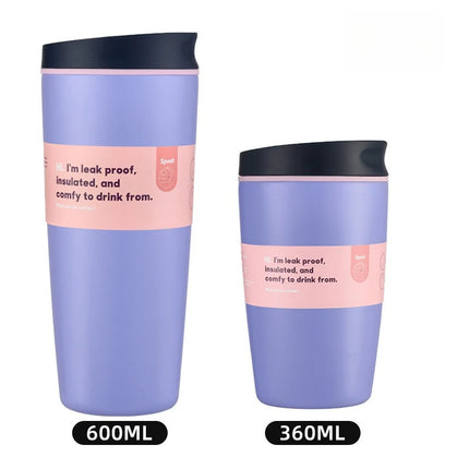 Simple Stainless Steel Vacuum Flasks Mug Insulated Coffee Cup Leakproof Lid Travel Silent Base Thermos Cups Thermal Water Bottle