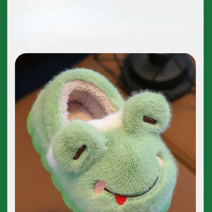 Baby Warm Cotton Shoes Autumn Winter New Boys Girls Cartoon Animal Cotton Slippers Non Slip Comfortable Soft Sole Plush Slippers